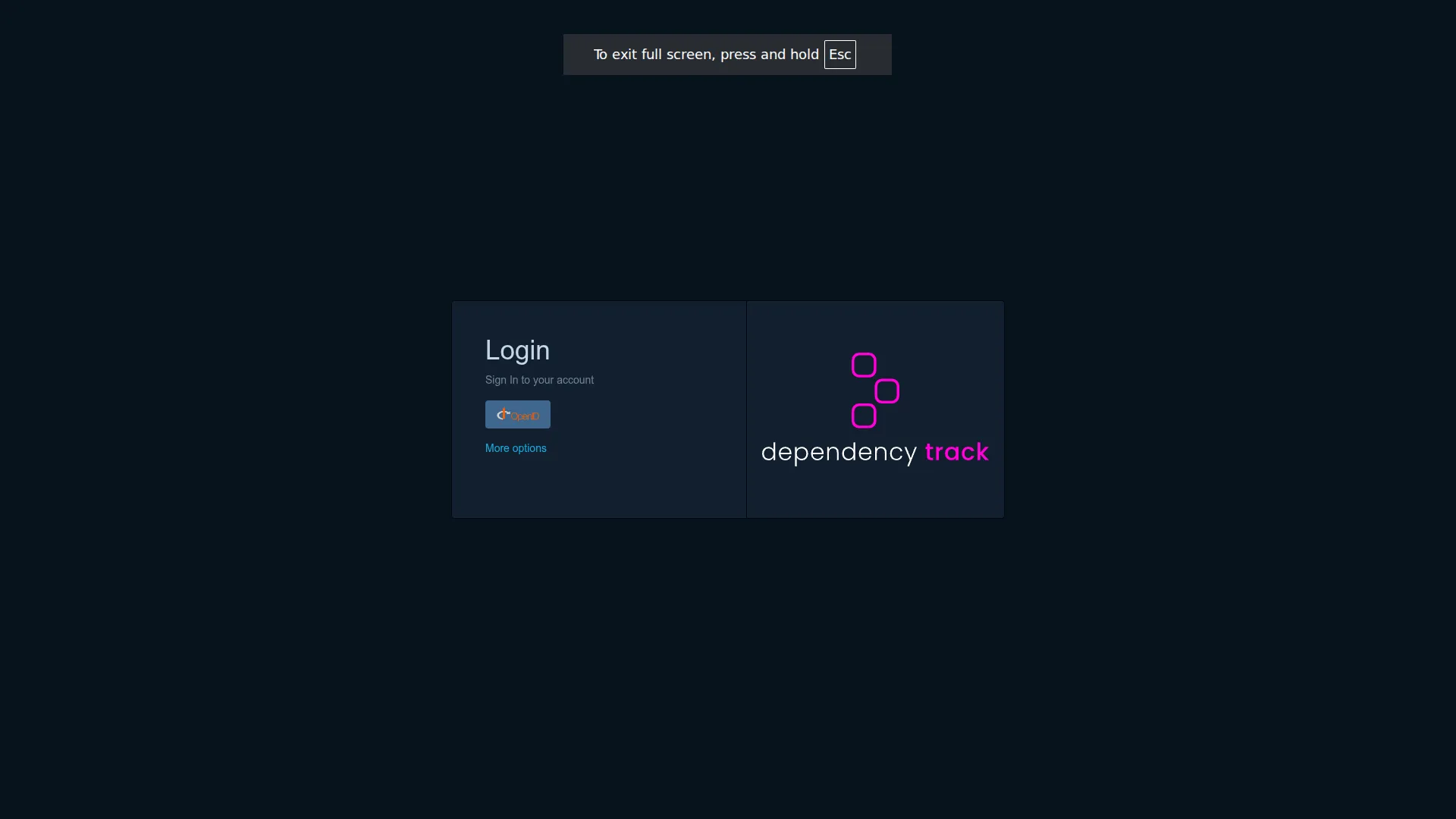 Dependency-Track login with the ‘Login with OpenID Connect’ button. Three sessions, two debugging arcs, and one postStart lifecycle hook later.